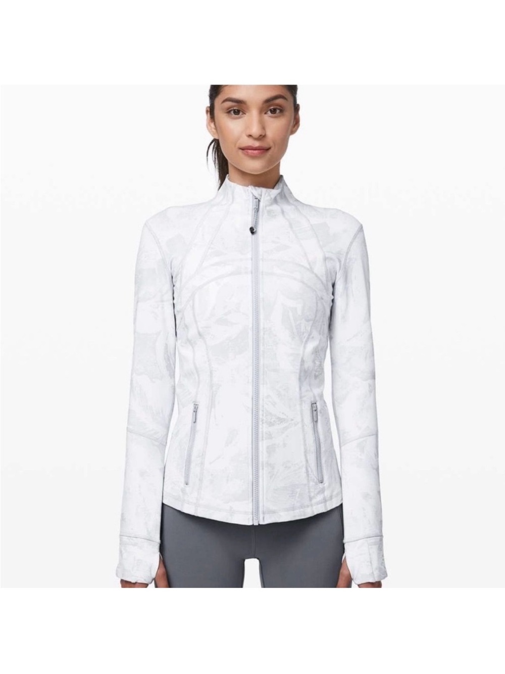lululemon athletica luon tropical shadow White Patterned Full-Zip Utility Jacket